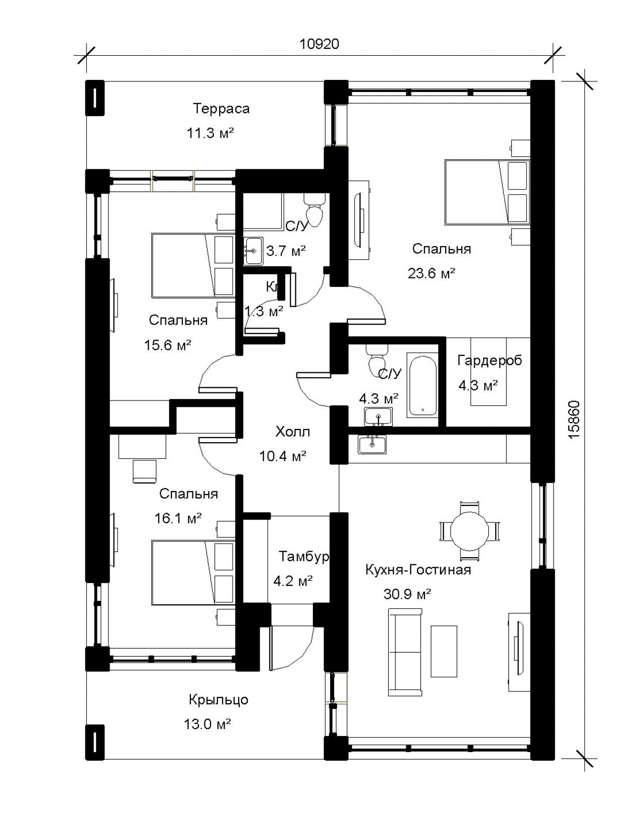 Одноэтажный дом 139 м², 1.38, 5