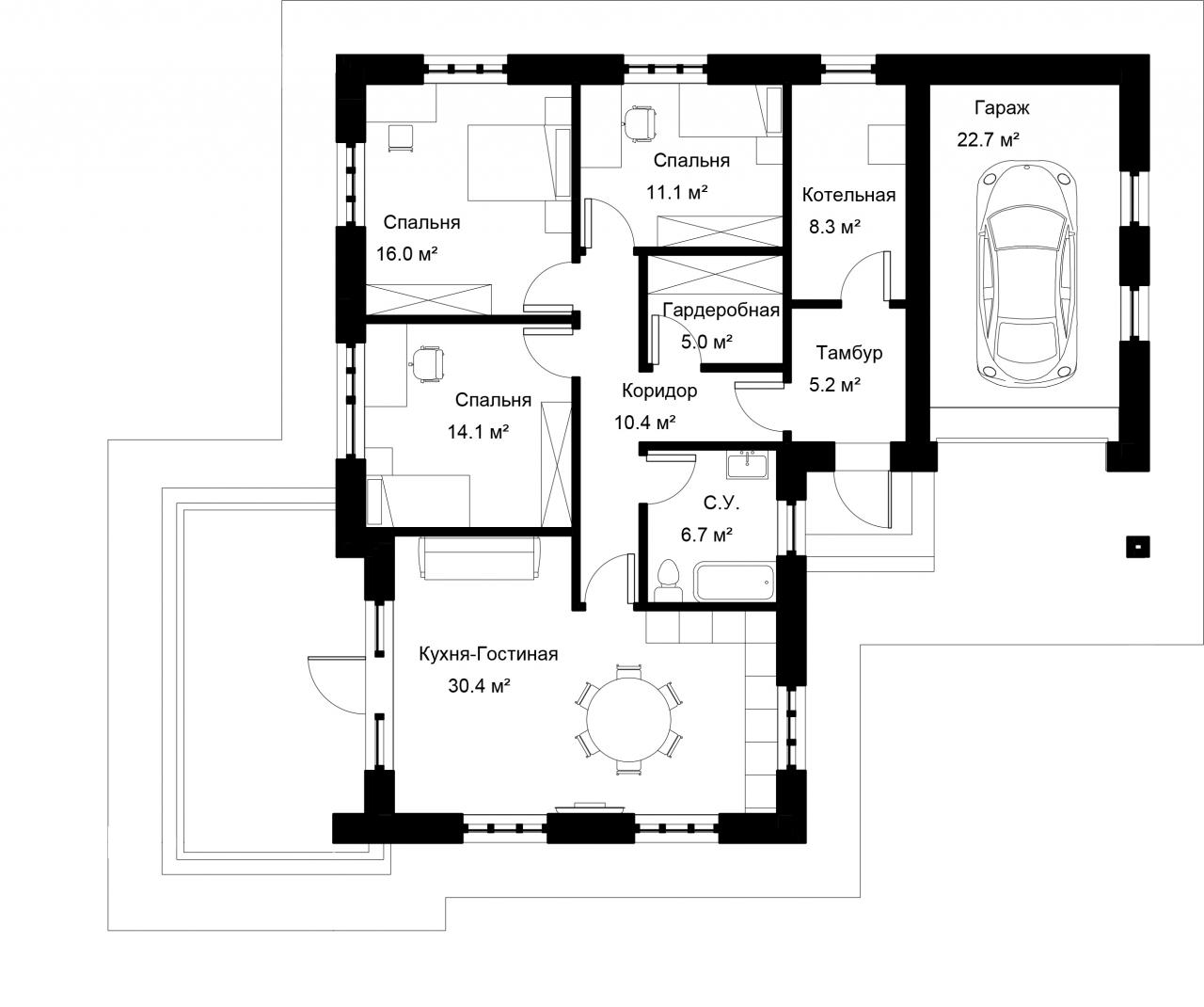 Одноэтажный дом 133 м², 1.45, 2