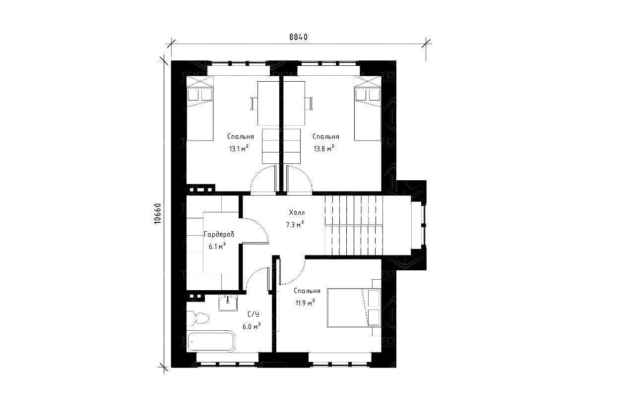 Двухэтажный дом 123 м², 2.78, 3